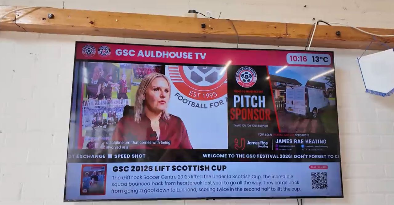 Clubscreens showing club TV channel